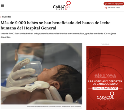 Así nos ven los medios: Más de 9.000 bebés se han beneficiado del banco de leche humana del Hospital General