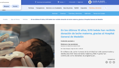 Así nos ven los medios: En los últimos 10 años, 9.115 bebés han recibido donación de leche materna, gracias al Hospital General de Medellín