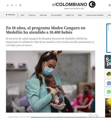 Así nos ven los medios: En 18 años, el programa Madre Canguro en Medellín ha atendido a 10.400 bebés