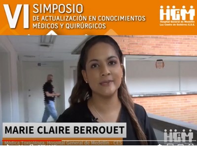 Invitación de la médica toxicóloga Marie Claire Berrouet al VI Simposio de Actualización en Conocimientos Médicos y Quirúrgicos